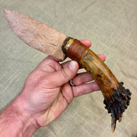 Stone Bladed Knife with Deer Antler Handle - #201