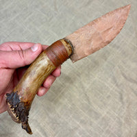 Stone Bladed Knife with Deer Antler Handle - #201