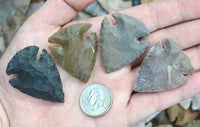 Four Indian stone arrow points