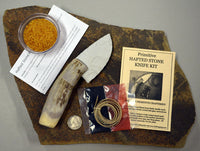 Stone bladed knife kit with antler handle and hafting supplies