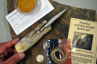 hand knapped stone blade knife kit with antler handle