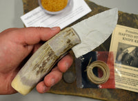 antler handle knife kit with flintknapped stone blade