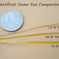 size comparison of small medium and large artificial backstrap sinew