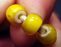Yellow 'White Heart" Beads