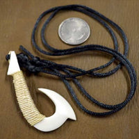 Bone hook necklace pendant with cord