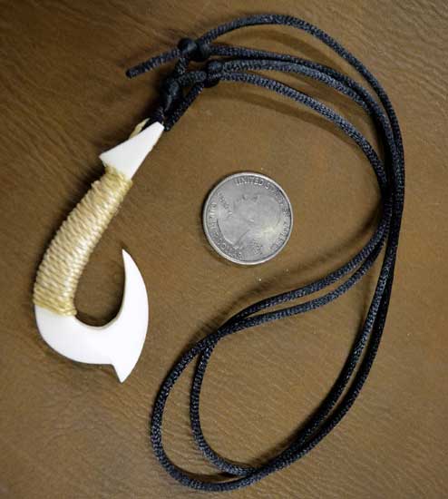 Bone Hook Pendant Necklace - Antique & Replica Beads