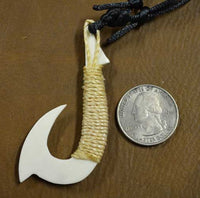 twine wrapped native bone hook necklace