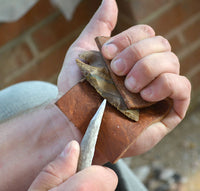 Pressure flaking using an antler tine flaker
