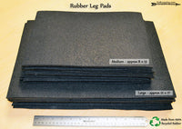 size comparison of the large and medium rubber flintknapping leg pad