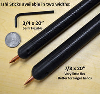 Size comparison between the 3/4 and 7/8 delrin ishi stick
