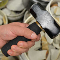 size reference for steel 2 lb spalling hammer for flintknapping