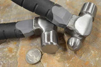 round and flat edge of steel mini spalling hammer for flintknapping