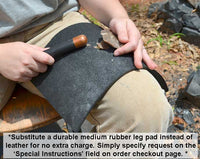 rubber flintknapping leg pad for premium flintknapping kit supplies
