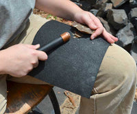 medium thick rubber leg pad for percussion flintknapping