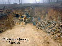 Mexican quarry digging black obsidian