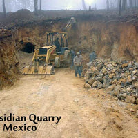 Mexican quarry digging black obsidian