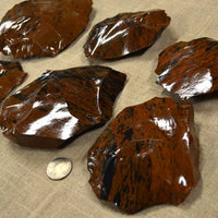 red brown and black banded mahogany obsidian spalls