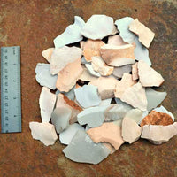 size reference for small thin flintknapping stone flakes mix