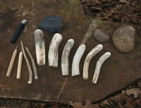 variety of tools and supplies to flintknapp