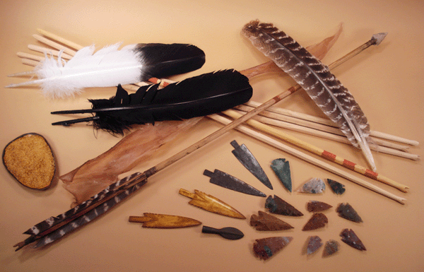 Traditional shafting, feathers, points of all sorts, and historically accurate hafting and glues for primitive display, award, and replica arrows.