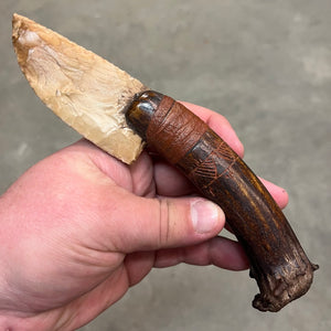 Stone Bladed Knife with Deer Antler Handle - #4 made in 2022