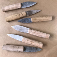 multiple paleo stone bladed knife kit blades and handles