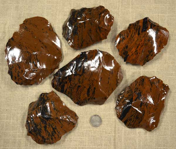 large mahogany obsidian spalls