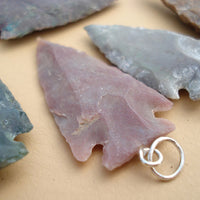 India agate flint knapped arrow point with necklace ring