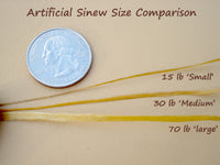 Size comparison of artificial animal sinew thread
