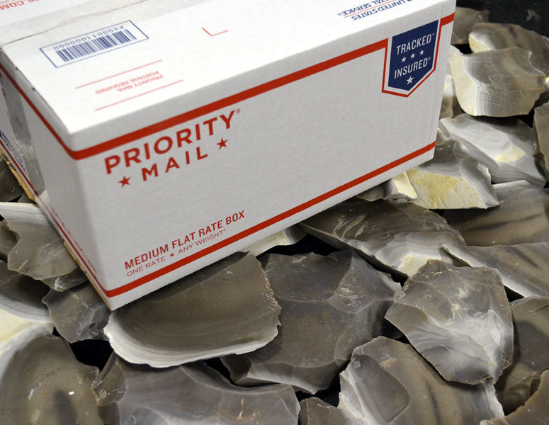 Medium box of georgetown flint spalls from texas