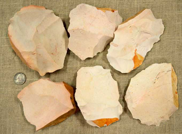Heat treated keokuk chert rock spalls for flintknapping