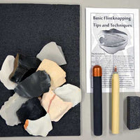 Basic Starter flintknapping kit with tools and rock