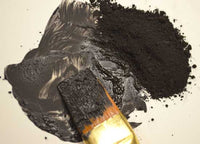 Black natural earth ochre pigment with liquid
