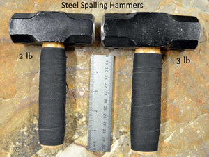 size comparison of 2 lb and 3 lb steel spalling hammer flintknapping tool