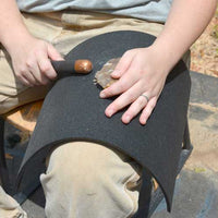 large rubber leg pad for percussion flintknapping