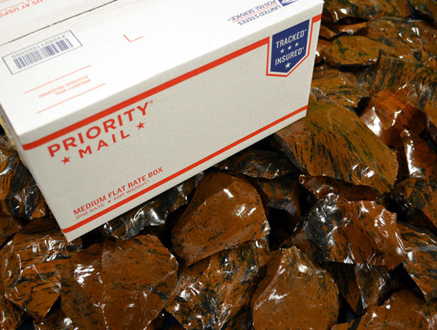 medium box of mahogany obsidian spalls for flintknapping