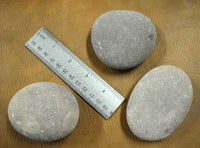 multiple medium hammerstones with ruler for scale
