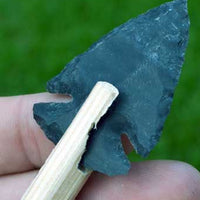 Indian agate stone arrowhead on shaft