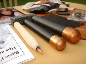 tools and other supplies in the works flintknapping kit