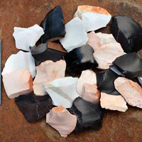 size reference for small spalls and flakes flintknapping stone rock mix