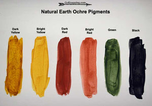 color comparison chart of natural earth ochre pigments