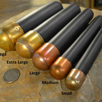 size comparison of our line of copper bopper billet flintknapping tools